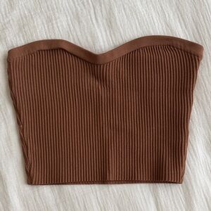 emory park Chocolate Brown Ribbed Strapless Sweetheart Tube Top